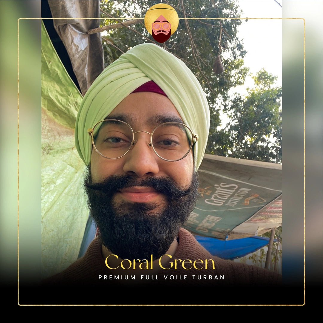 Coral Green | Premium Full Voile Turban